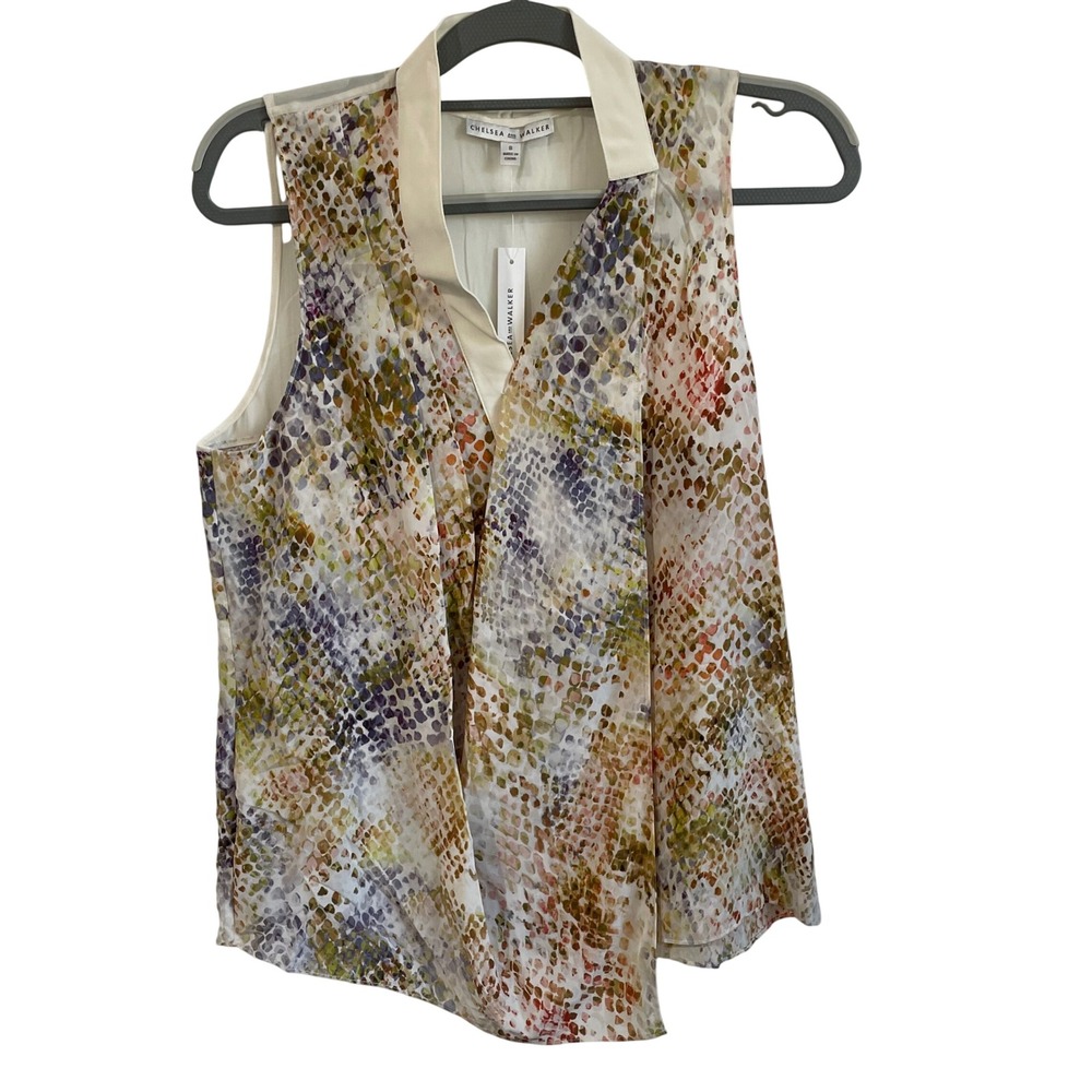 Chelsea and Walker Sleeveless Blouse Top Womens‎ Size 8 Snake Print Silk NEW